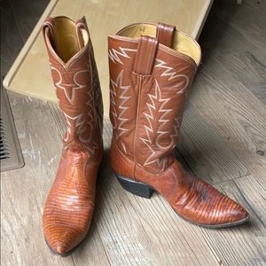 Brown Tony Lama Alligator Cowboy Boots